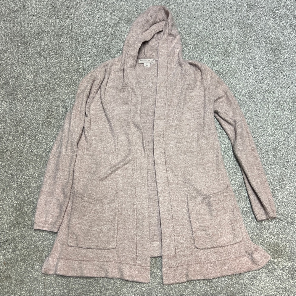 Barefoot Dreams Cardigan Small Pink Cozychic Lite Resort Cardi Hooded Sweater